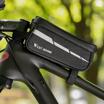  kerékpár felső cső tasak Surpport érintőképernyős telefonokkal Sima dupla cipzáras záródás az összes kerékpár felső csövéhez